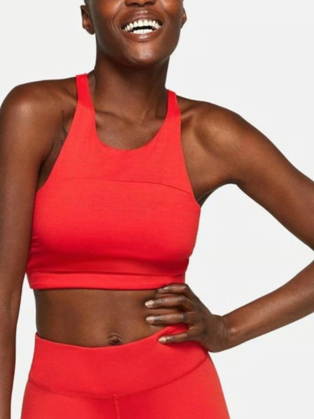 Outdoor Voices Red TechSweat High Neck Crop Sports Bra